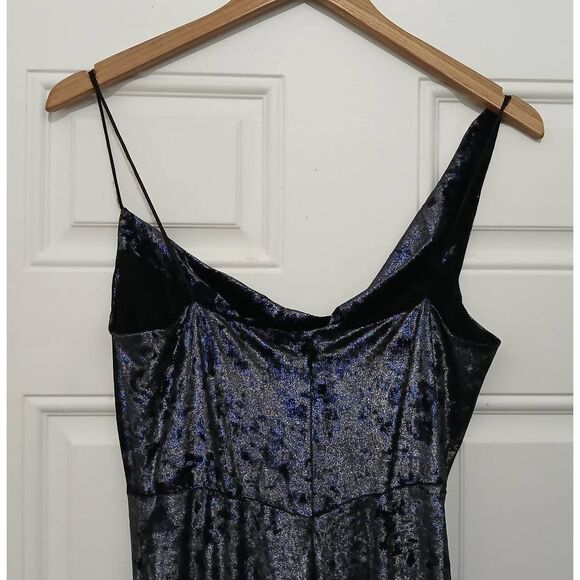 Nicole miller collection Sz 6 burnout velvet blue sapphire elegant evening dress - Picture 6 of 8